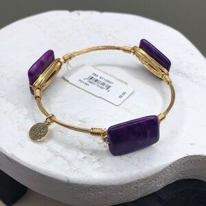 Bourbon and bowties purple stone gemstone wire bangle bracelet boho.